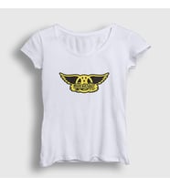 Presmono Kadın Sarı Yellow Aerosmith T-Shirt 7328tt (Beyaz)