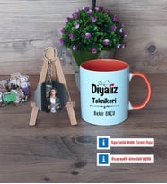 Diyaliz Teknikeri Kupa Bardak Beyaz ve Fotoğraflı Ahşap Anahtarlık Hediye (Model 13)