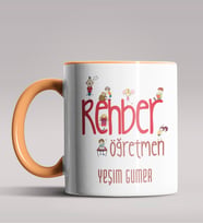 Kişiye Özel Rehber Öğretmen Tasarımlı Siyah Renk Kupa Bardak 3 (Turuncu)