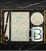 Tasarım Defter & Kişiye Özel Tasarım Kupa & Tütsü Seti & Tasarım Bardak Altlığı Hediye Seti (Füme)