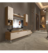 Decoraktiv Eko 5da Mdf Std Krom Ayaklı Tv Ünitesi Tv Sehpası (Pera-Beyaz)