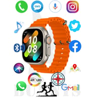 Samsung Galaxy M23 Uyumlu Akıllı Saat Watch 8 Ultra 49MM AMOLED EKRAN (Turuncu)