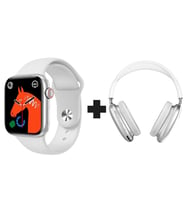 Smart Watch 7 Serisi Akıllı Saat ve P9 AirPods Max İkili Paket (Gümüş)