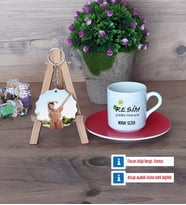 Resim Öğretmeni Türk Kahvesi Fincanı Ahşap Altlıklı ve Fotoğraflı Ahşap Anahtarlık Hediye (Model 3)