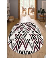 Dijital Baskılı Kaymaz Taban Yıkanabilir Oval Salon Halısı Mutfak Halısı Yolluk NDO-HT-779 (Bordo)