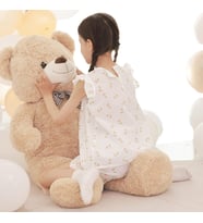 SOLE - 150 cm Papyonlu Peluş Ayı-DEV Boy, % 100 YERLİ - Sevgiliye Özel HEDİYE (Bej)