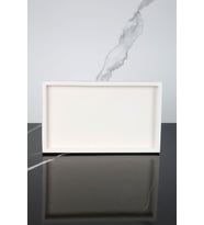 Mermer Desenli Beton Sunum Tabağı Dekoratif Sunumluk Sunum Tepsisi 15x25 Cm (Düz Beyaz)