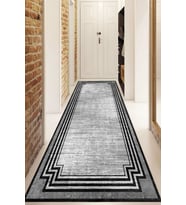 Dijital Baskılı Kaymaz Taban Yıkanabilir Modern Yolluk Ve Koridor Halısı NDU-HT-662 (Gri)