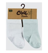 Civil Baby Bebek 2'li Bambu Çorap Set 0-18 Ay Ekru-Pembe (Beyaz-Mavi)