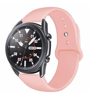 Samsung Galaxy Watch 46mm Kordon Silikon Spor Band (Pudra)