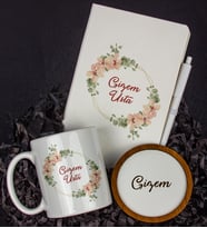Kişiye Özel Defter Kalem Kupa Ve Bardak Altlığı Hediye Seti 103753 (Model 2)
