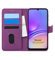 Microsonic Samsung Galaxy A05 Kılıf Fabric Book Wallet Siyah (Mor)