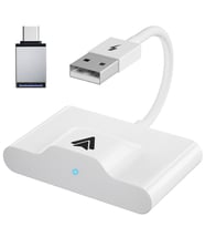 Ally USB+Type-C Adaptör Android Kablosuz Carplay Adaptör Çevirici (Beyaz)