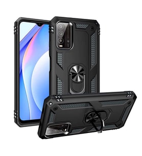 Xiaomi Redmi 9T Kılıf Zore Vega Yüzüklü Standlı Zırh Kılıf (Siyah)