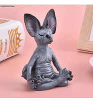 Dekoratif Yoga Yapan Kedi Biblo Meditasyon Minyatür 8 cm Sfenks Kedisi Dekor Masaüstü Ev Dekorasyon  (Gri)