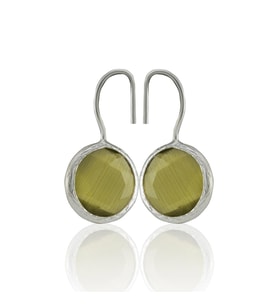Kadir Jewellery Gümüş Kaplama Kadın Taşlı Küpe -El İşçiliği Ve Hipoalerjenik Küpe (Zeytin Yeşili)