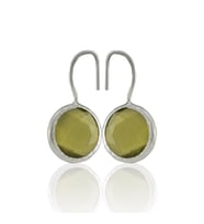 Kadir Jewellery Gümüş Kaplama Kadın Taşlı Küpe -El İşçiliği Ve Hipoalerjenik Küpe (Zeytin Yeşili)