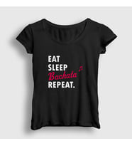 Presmono Kadın Beyaz Eat Sleep Bachata Repeat Hediye Dance Dansçı T-Shirt 464179tt (Siyah)