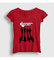 Presmono Kadın Sarı Gang Film Otomatik Portakal A Clockwork Orange T-Shirt 242473tt (Kırmızı)