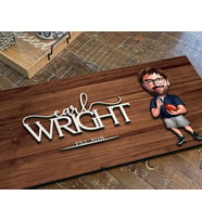 BK Gift Kişiye Özel Koç Karikatürlü Kabartma Figürlü Ahşap Tablo, Duvar Dekoru, Arkadaşa Hediye, Özel Tasarım Ev Hediyesi-1 (Ceviz)