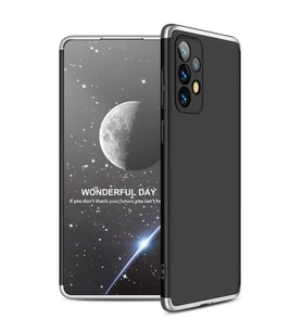Samsung Galaxy A73 Kılıf 3 Parça Slim Sert Silikon Kapak AYS (Siyah-Gri)