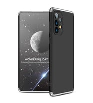 Samsung Galaxy A73 Kılıf 3 Parça Slim Sert Silikon Kapak AYS (Siyah-Gri)