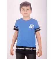 Toontoy Erkek Çocuk BLACK Baskılı Tişört (Saks)