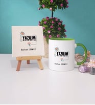 Yazılım Mühendisi Kupa Bardak Lacivert Dekoratif Taş Baskı (Model 7)
