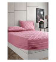 Formeya Renkli Kapitone %100 Pamuk Lastikli Çarşaf Takımı (2 YASTIK KORUYUCU DAHİL) (Pembe)