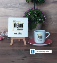 İnşaat Mühendisi Dekoratif Taş, Türk Kahvesi Fincanı Kırmızı İsme Özel Hediye (Model 4)