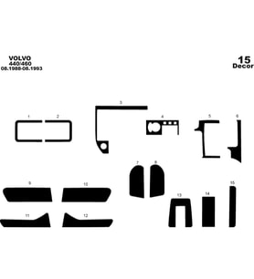 Meriç® Volvo 440 / 460 Ön Torpido Kaplama Maun 15 Parça 1988-1993 (Piano Black)