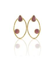 Kadir Jewellery 22 Ayar Altın Kaplama Geometrik Küpe -El İşçiliği Ve Hipoalerjenik Küpe (Pembe)