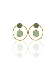 Kadir Jewellery 22 Ayar Altın Kaplama Kadın Halka Küpe -El İşçiliği Ve Hipoalerjenik Küpe (Açık Yeşil)