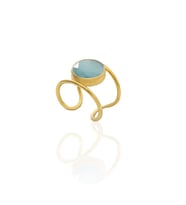 Kadir Jewellery 22 Ayar Altın Kaplama Kadın Zirkon Taşlı Yüzük (Açık Mavi)