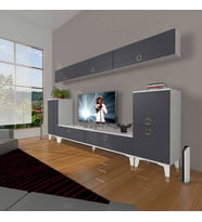 Decoraktiv Eko 9 Mdf Std Gold Tv Ünitesi Tv Sehpası (Beyaz - Antrasit)