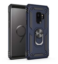 Galaxy S9 Kılıf Zore Vega Yüzüklü Standlı Zırh Kılıf (Mavi)
