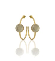 Kadir Jewellery 22 Ayar Altın Kaplama Kadın Taşlı Küpe -El İşçiliği Ve Hipoalerjenik Küpe (Beyaz)
