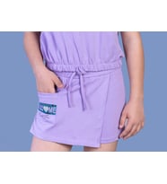 Toontoy Kız Çocuk Baskılı Cep Detaylı Etekli Şort (Lila)