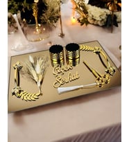 Cherish Gold Söz Nişan Tepsisi (Krem)