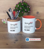 Sevgiliye Hediye Kalemlik, Kupa Bardak T Kişiye Özel Hediye (Model 13)