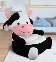 İnek Peluş Bebek Çocuk Koltuğu (Beyaz - Siyah - Ten)