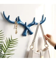 Dekoratif Modern Duvar Askılık Geyik Boynuzu Duvar Dekor Askı (Mavi)