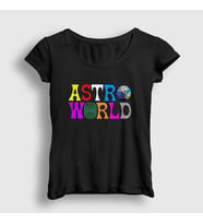 Presmono Kadın Sarı Astroworld V2 Travis Scott T-Shirt 44132tt (Siyah)