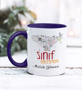 Sınıf Öğretmeni Tasarımlı Kişiye Özel Kupa Bardak (Lacivert)