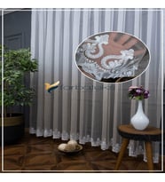3Kat Pileli Renk Geçişli Eteği Nakışlı Degrade Tül Perde (Model 5)