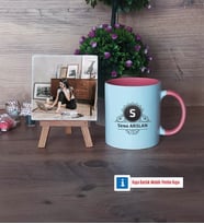 Baş Harf ve İsim Soyisim Fotoğraflı Dekoratif Taş, Kupa Bardak Beyaz Hediye (Model 6)