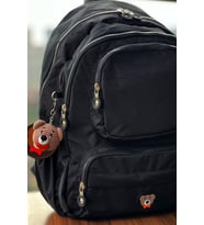 Nemo Bags Orta Boy Okul Çantası Laptop ve Seyahat Sırt Çantası Su Geçirmez Ayıcık Anahtarlık Hediyeli (Siyah)