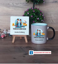 Temizlik Görevlisi Dekoratif Taş, Kupa Bardak Kırmızı Hediye (Model 8)