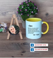 Amcaya Hediye Kupa Bardak Beyaz ve Fotoğraflı Ahşap Anahtarlık Hediye (Model 7)