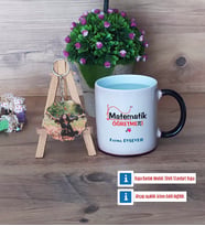 Matematik Öğretmeni Kupa Bardak Beyaz ve Fotoğraflı Ahşap Anahtarlık Hediye Öğretmenler Günü Hediyesi (Model 9)